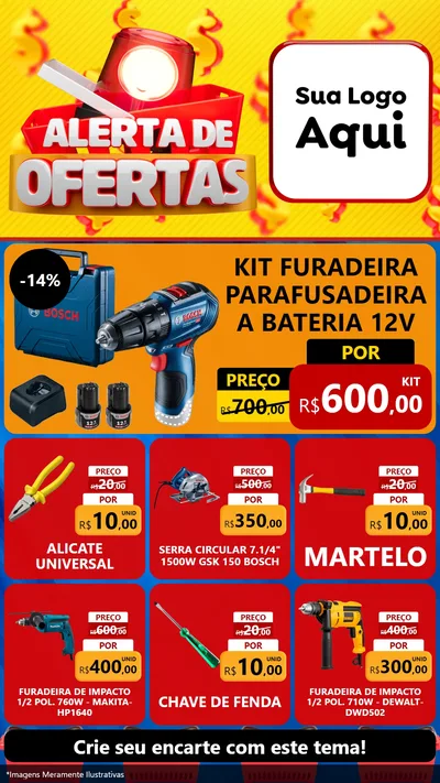 Modelo de Rede Social para Stories com o tema Alerta de Ofertas para Maquinas e Ferramentas