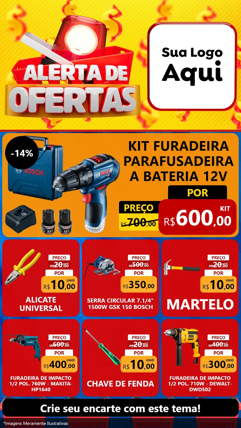 Modelo de Rede Social para Stories com o tema Alerta de Ofertas para Maquinas e Ferramentas