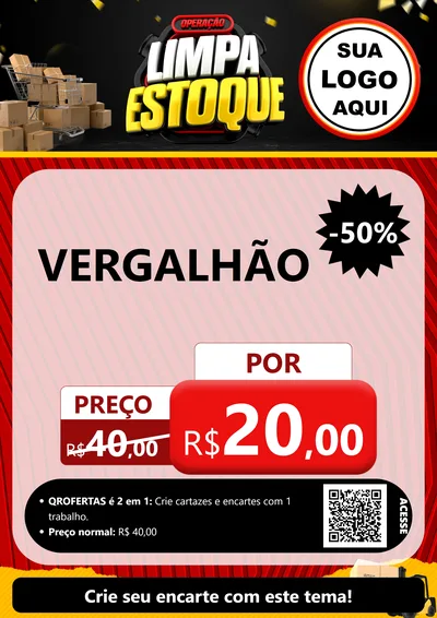 Modelo de Cartaz para Cartaz A4 Vertical com o tema Operação Limpa Estoque para Ferragens