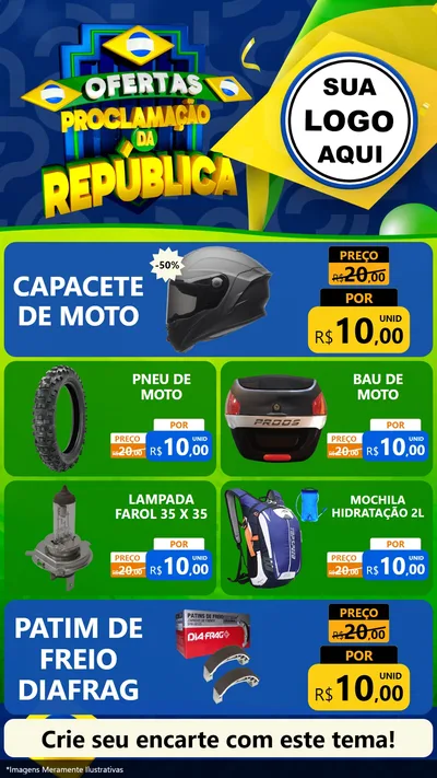 Modelo de TV para TV Vertical com o tema Ofertas Proclamação da República para Moto peças