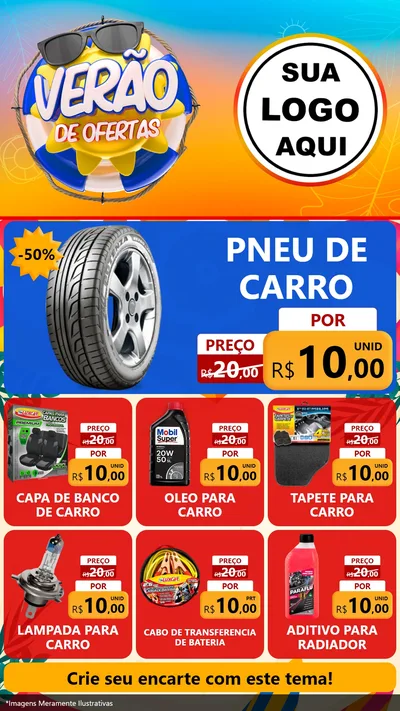 Modelo de Rede Social para Stories com o tema Verão de Ofertas para Auto peças
