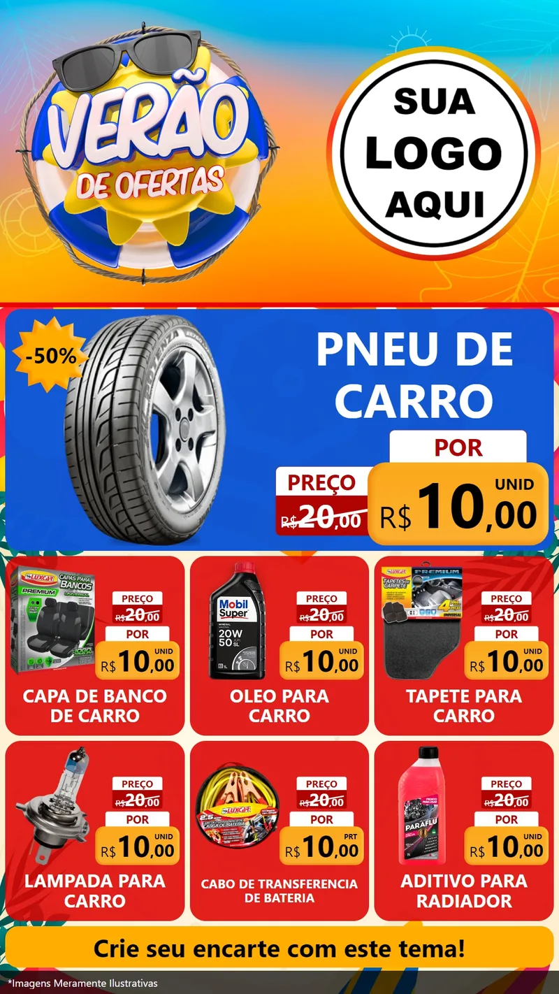Modelo de Rede Social para Stories com o tema Verão de Ofertas para Auto peças