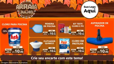 Modelo de TV para TV Horizontal com o tema Arraiá de Julho - Junina para Produtos para Piscina