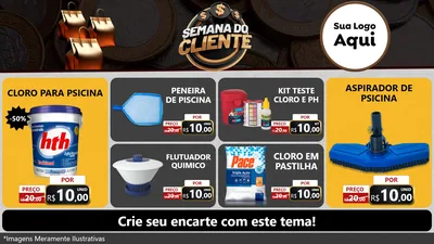 Modelo de TV para TV Horizontal com o tema Semana do Cliente para Produtos para Piscina