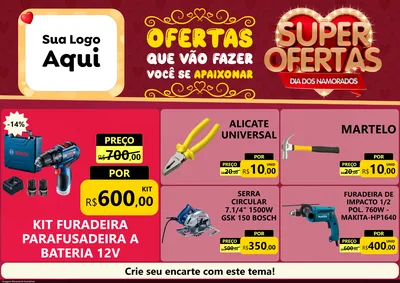 Modelo de Encarte para Encarte A4 Horizontal com o tema Dia dos Namorados para Maquinas e Ferramentas