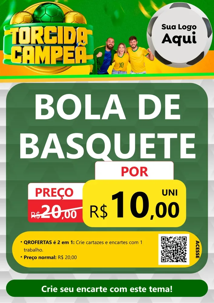 Modelo de Cartaz para Cartaz A4 Vertical com o tema Torcida Campeã - Copa para Artigos Esportivos