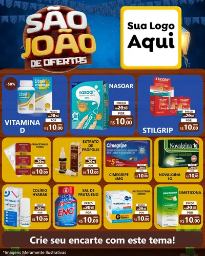 Modelo de Rede Social para Feed Instagram com o tema São João Ofertas Imbatíveis! - Junina para Farmácia