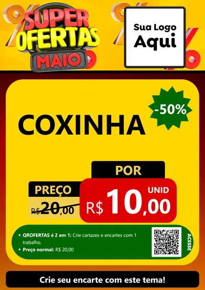 Modelo de Cartaz para Cartaz A4 Vertical com o tema Super Ofertas Maio para Salgadaria