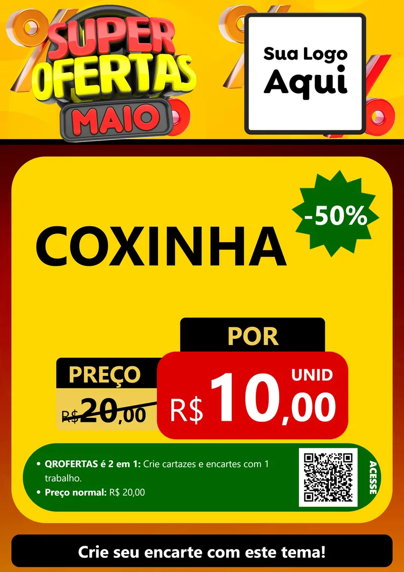 Modelo de Cartaz para Cartaz A4 Vertical com o tema Super Ofertas Maio para Salgadaria