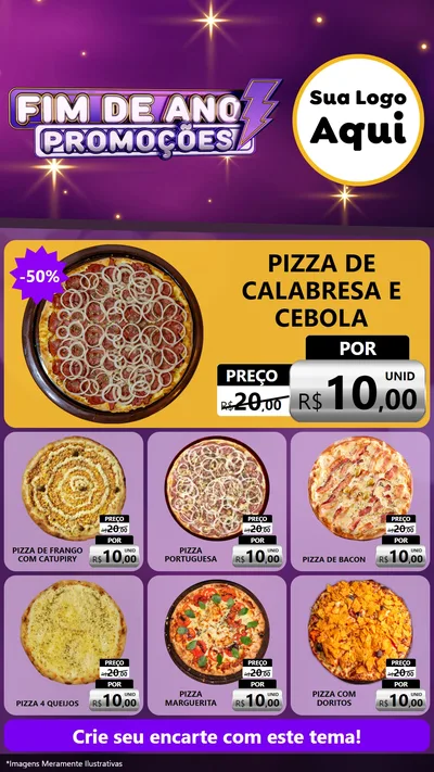 Modelo de Rede Social para Stories com o tema Fim de Ano Promoções para Pizzaria