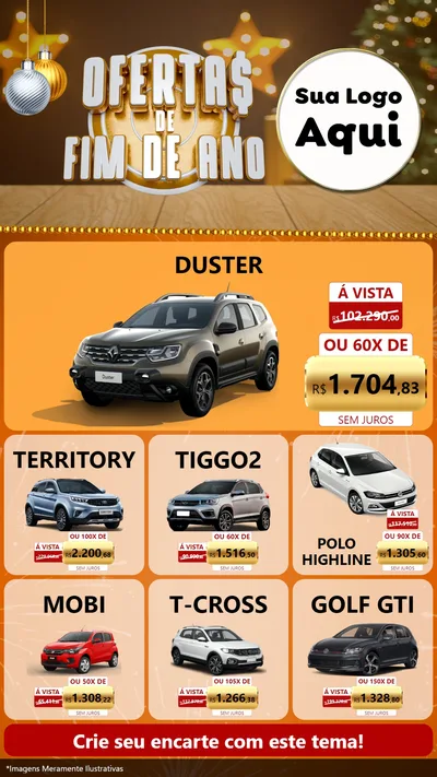 Modelo de Rede Social para Stories com o tema Ofertas de Fim de Ano para Concessionaria de Carros