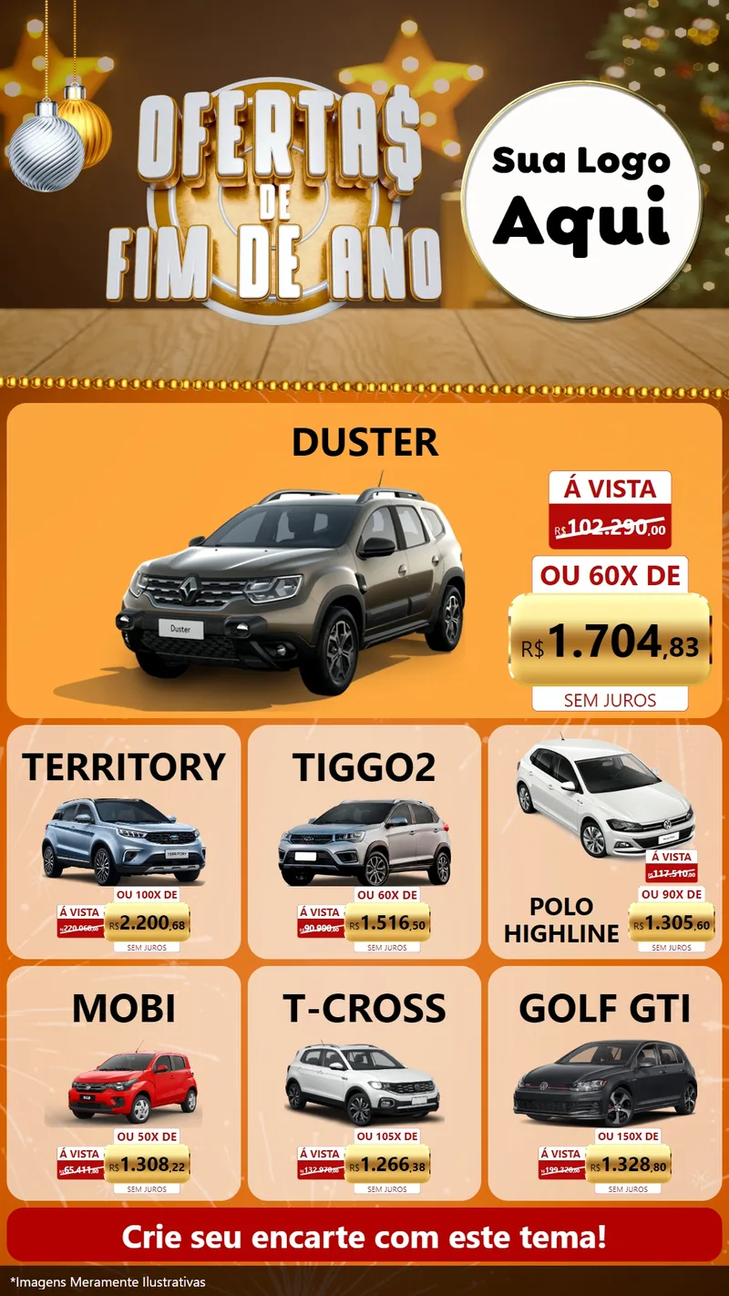 Modelo de Rede Social para Stories com o tema Ofertas de Fim de Ano para Concessionaria de Carros