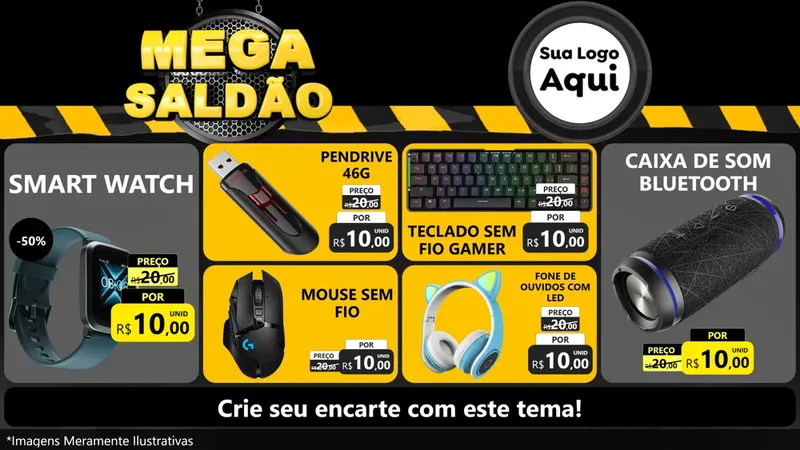 Modelo de TV para TV Horizontal com o tema Mega Saldão para Informática