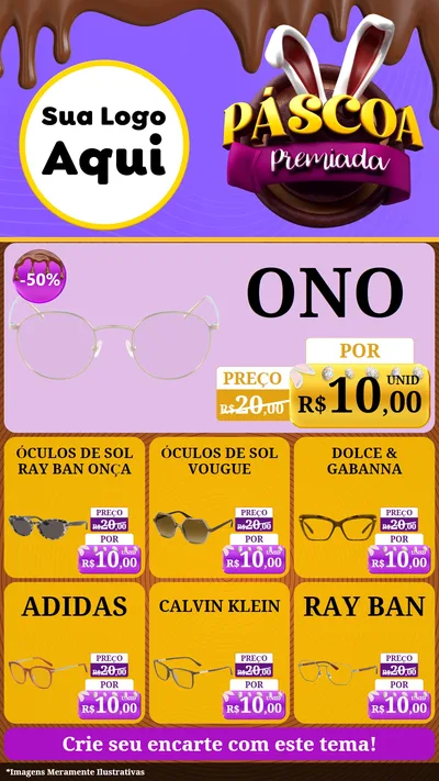 Modelo de Rede Social para Stories com o tema Páscoa Premiada para Óticas