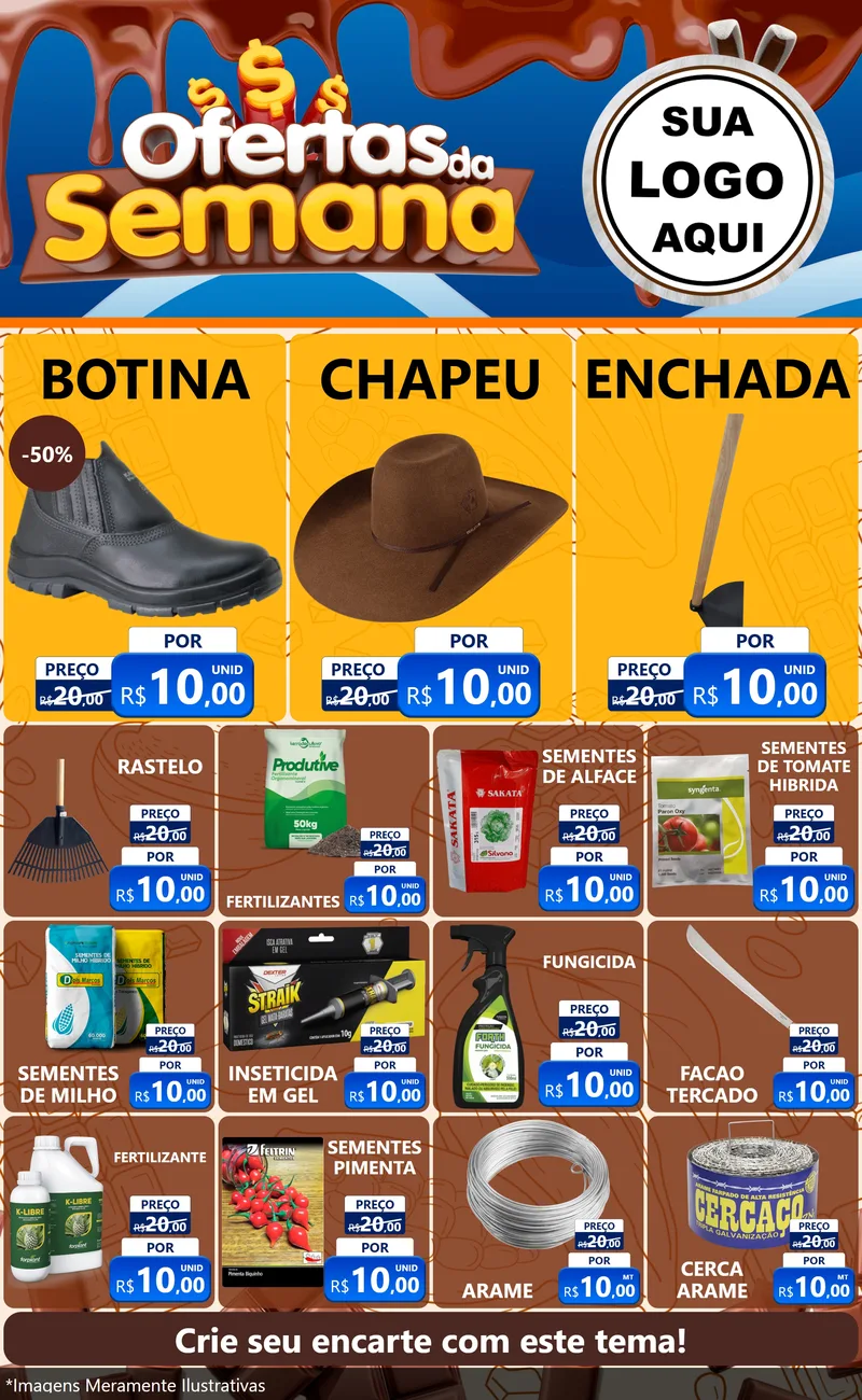 Modelo de Encarte para Encarte Grande com o tema Ofertas da Semana - Páscoa para Agropecuária