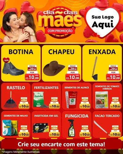 Modelo de Rede Social para Feed Instagram com o tema Dia das Mães com Promoção para Agropecuária