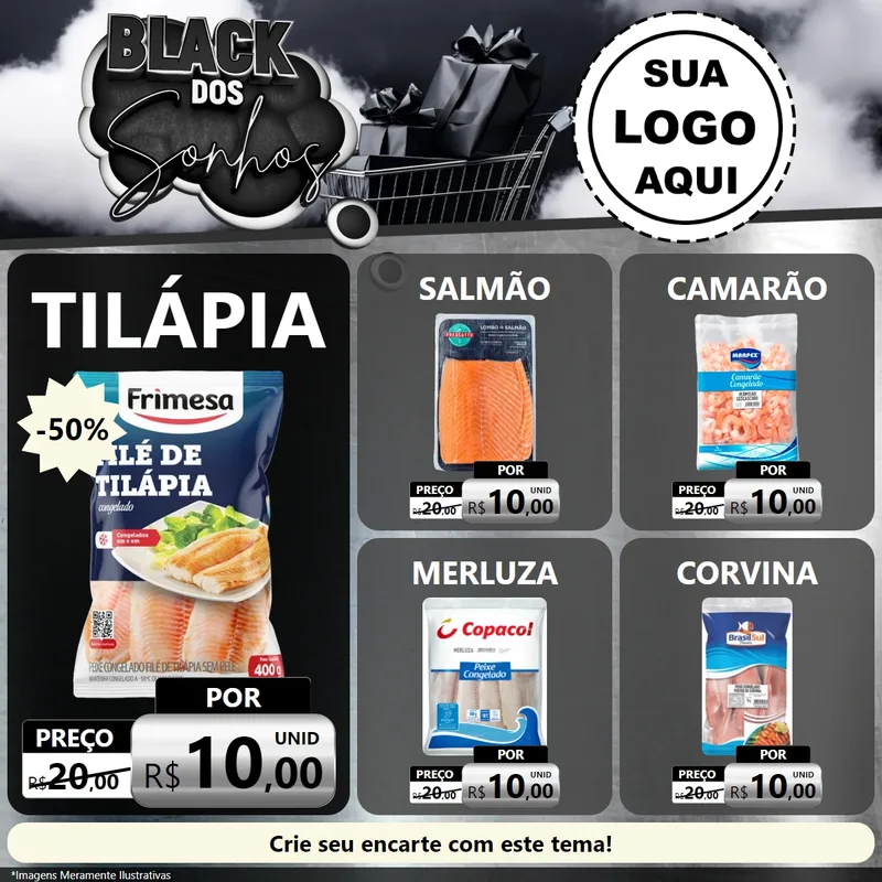 Modelo de Rede Social para Feed Facebook com o tema Black dos Sonhos para Peixaria
