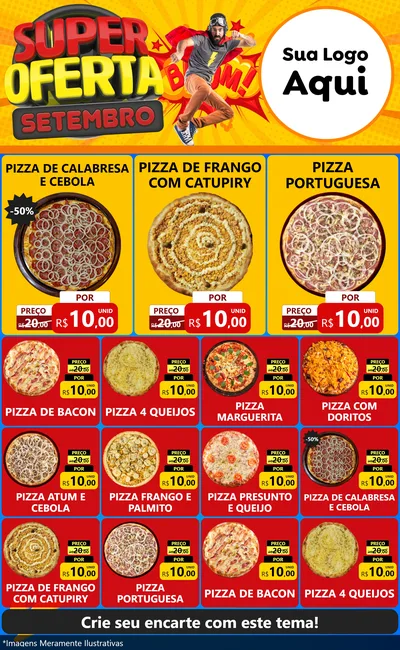 Modelo de Encarte para Encarte Grande com o tema Super Oferta Setembro para Pizzaria