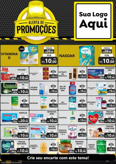 Modelo de Encarte para Encarte A4 Vertical com o tema Alerta de Promoções para Farmácia