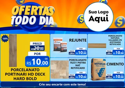 Modelo de Encarte para Encarte A4 Horizontal com o tema Ofertas Todo Dia para Pisos e revestimentos