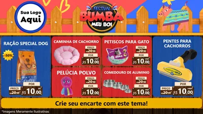 Modelo de TV para TV Horizontal com o tema Festival Bumba Meu Boi para Pet Shop