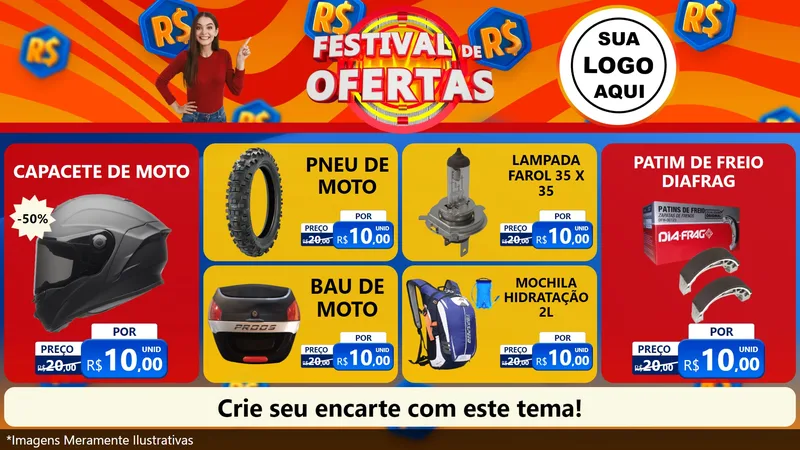 Modelo de TV para TV Horizontal com o tema Festival de Ofertas para Moto peças