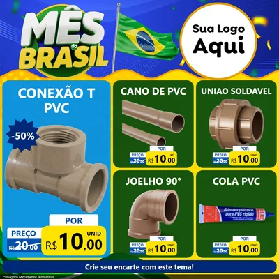 Modelo de Rede Social para Feed Facebook com o tema Mês do Brasil para Tubos e conexões