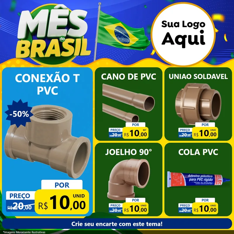 Modelo de Rede Social para Feed Facebook com o tema Mês do Brasil para Tubos e conexões