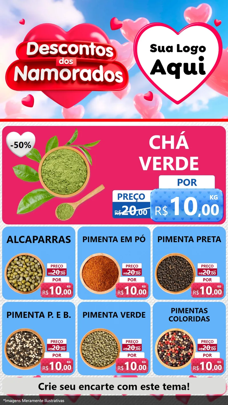Modelo de Rede Social para Stories com o tema Descontos dos Namorados para Produtos Naturais