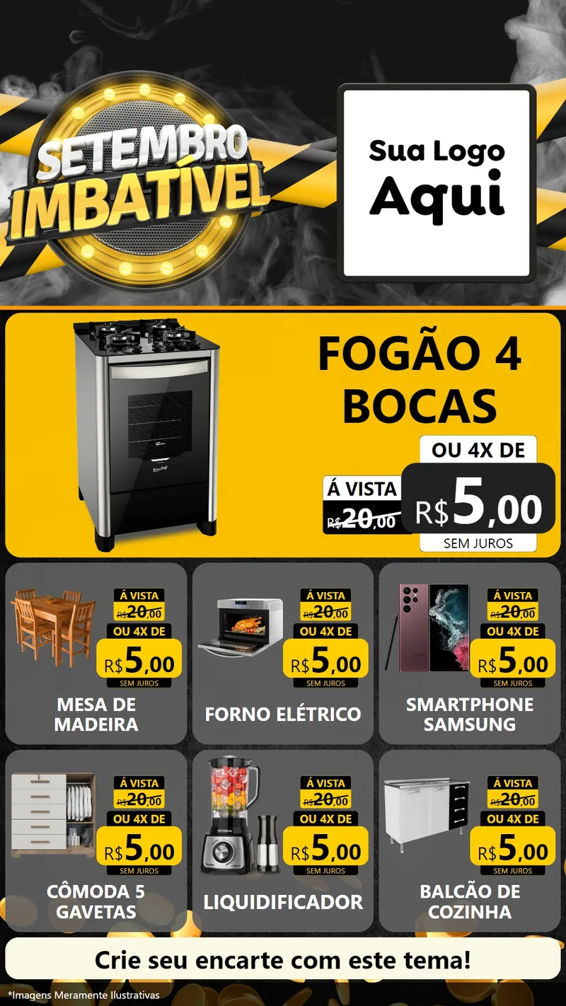 Modelo de Rede Social para Stories com o tema Setembro Imbatível para Móveis e Eletro