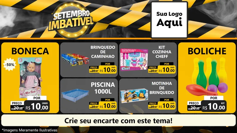 Modelo de TV para TV Horizontal com o tema Setembro Imbatível para Brinquedos