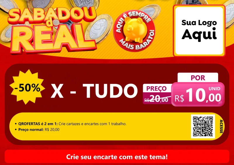 Modelo de Cartaz para Cartaz A4 Horizontal com o tema Sabadou do Real para Hamburgueria