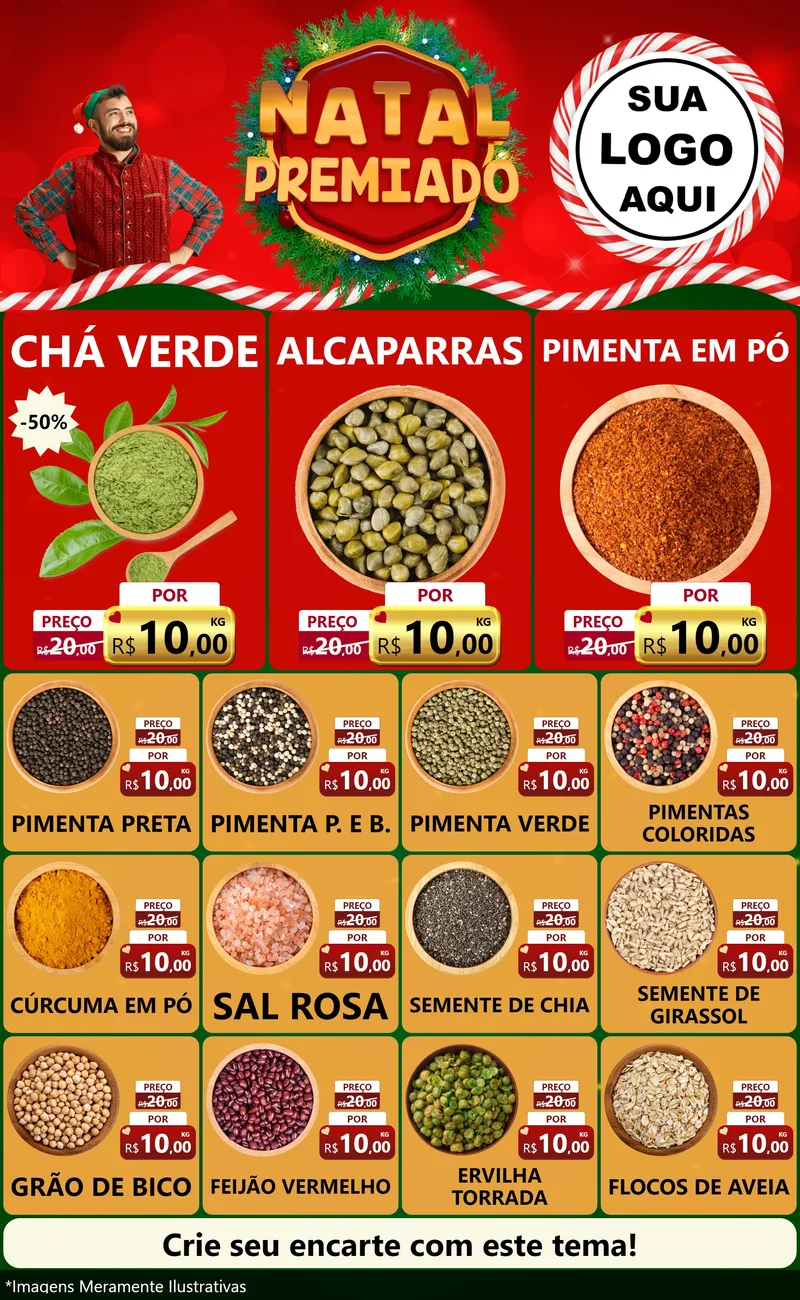 Modelo de Encarte para Encarte Grande com o tema Natal Premiado para Produtos Naturais