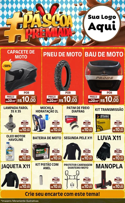 Modelo de Encarte para Encarte Grande com o tema Páscoa Premiada para Moto peças