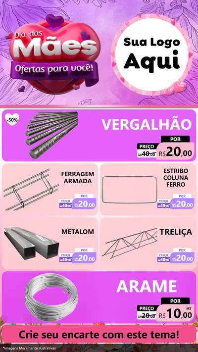 Modelo de TV para TV Vertical com o tema Dia das Mães Ofertas para Você! para Ferragens