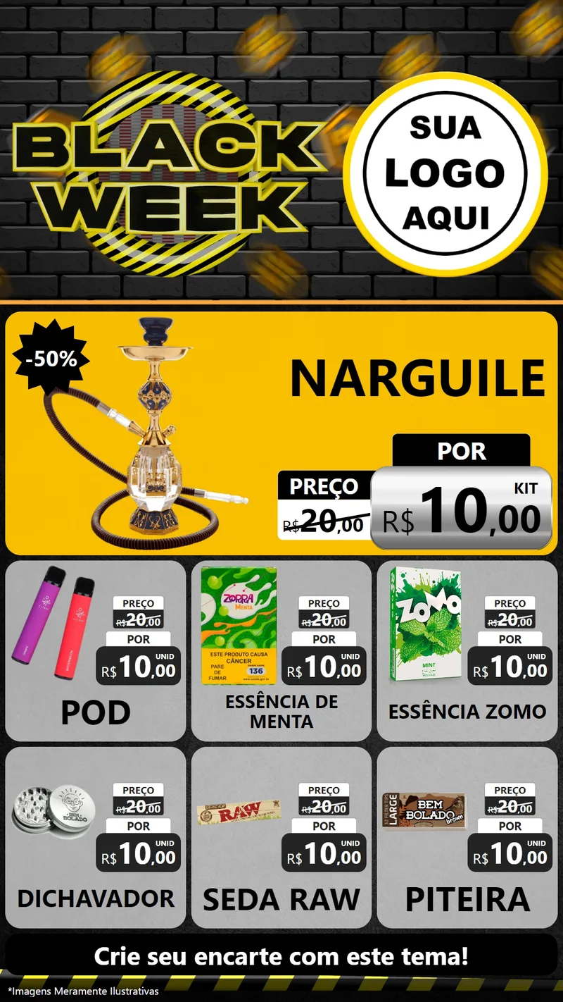 Modelo de Rede Social para Stories com o tema Black Week para Tabacaria