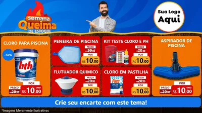 Modelo de TV para TV Horizontal com o tema Semana Queima de Estoque para Produtos para Piscina