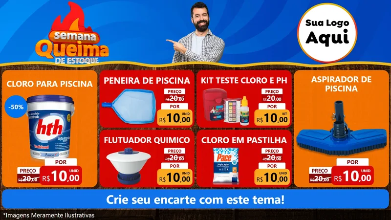 Modelo de TV para TV Horizontal com o tema Semana Queima de Estoque para Produtos para Piscina