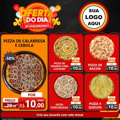 Modelo de Rede Social para Feed Facebook com o tema Oferta do Dia - Só hoje, Aproveite! para Pizzaria