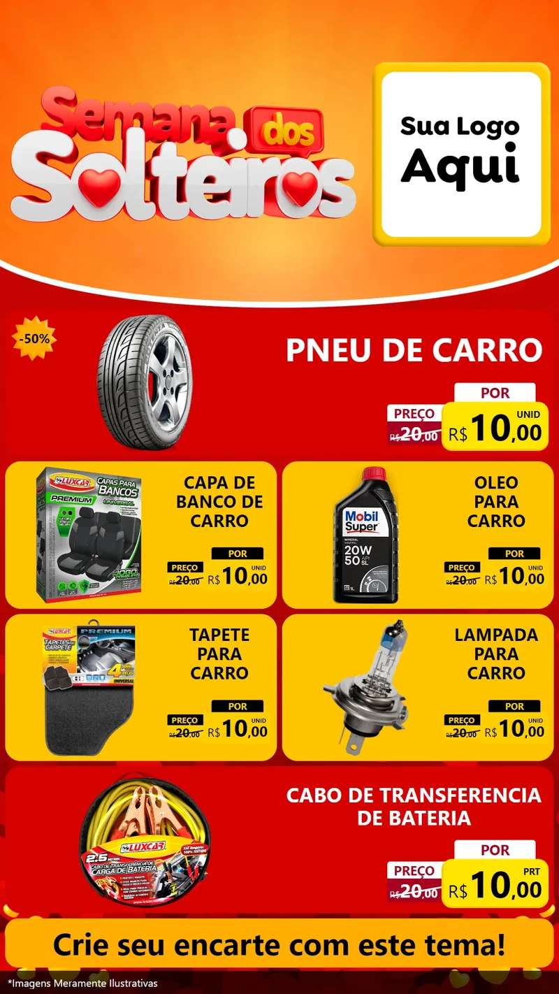 Modelo de TV para TV Vertical com o tema Semana dos Solteiros para Auto peças