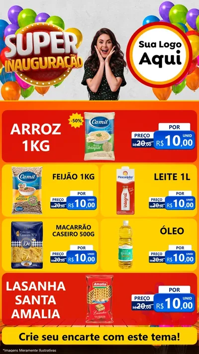 Modelo de TV para TV Vertical com o tema Super Inauguração para Supermercado