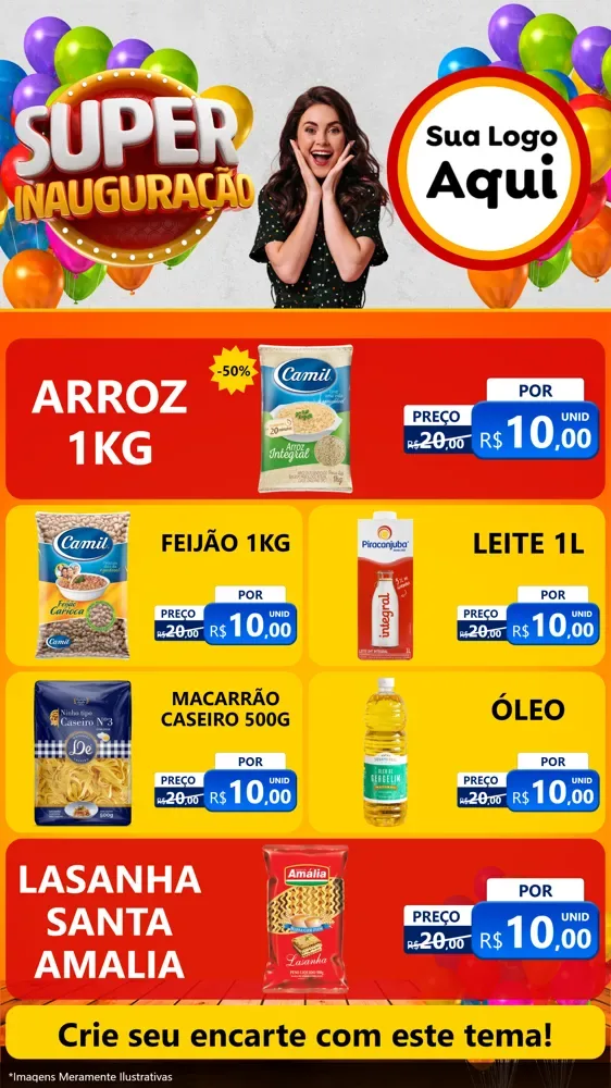 Modelo de TV para TV Vertical com o tema Super Inauguração para Supermercado