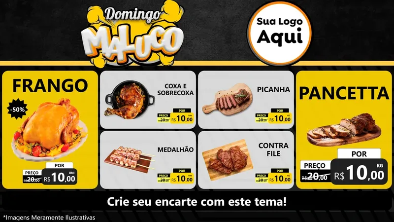 Modelo de TV para TV Horizontal com o tema Domingo Maluco para Assados
