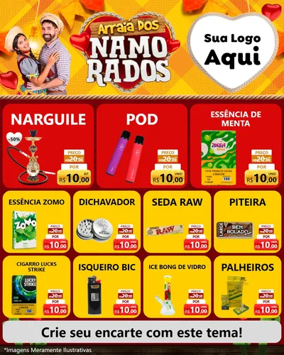Modelo de Rede Social para Feed Instagram com o tema Arraiá dos Namorados para Tabacaria