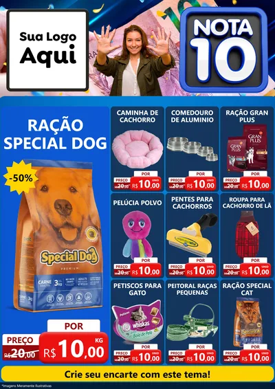 Modelo de Encarte para Encarte A4 Vertical com o tema Nota 10 para Pet Shop