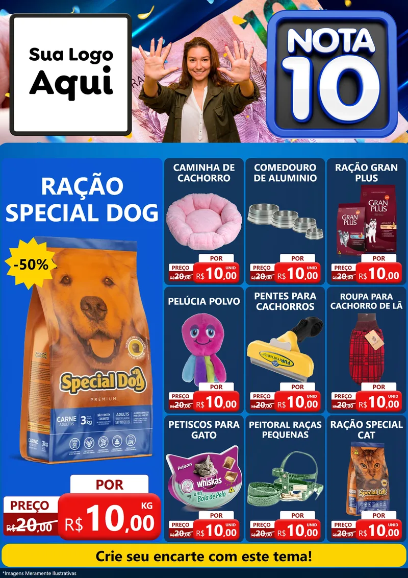 Modelo de Encarte para Encarte A4 Vertical com o tema Nota 10 para Pet Shop