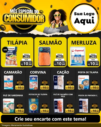 Modelo de Rede Social para Feed Instagram com o tema Mês Especial do Consumidor para Peixaria