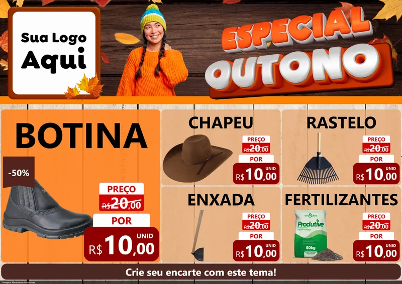 Modelo de Encarte para Encarte A4 Horizontal com o tema Especial Outono para Agropecuária