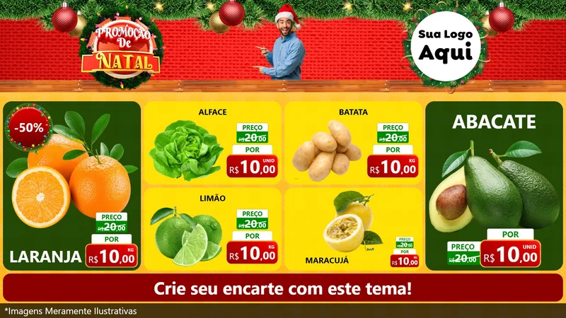 Modelo de TV para TV Horizontal com o tema Promoção de Natal para Hortifrúti