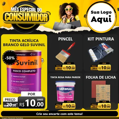 Modelo de Rede Social para Feed Facebook com o tema Mês Especial do Consumidor para Tintas e Ferramentas